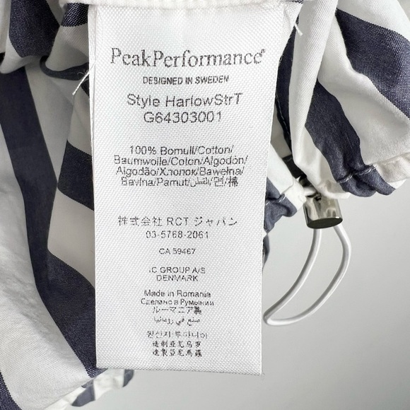 Peak Performance Sweden pure cotton blue white stripe boxy oversized top S - Picture 16 of 16